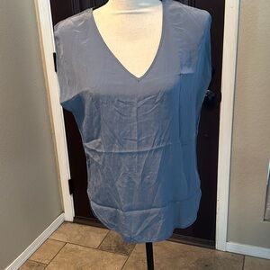 Cope Silk Sleeveless Vneck Slate Gray Blouse